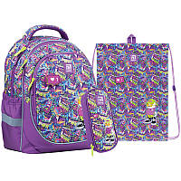 Шкільний набір Kite Education Chilling Cat 838 г 38x28x16 см 18 л фіолетовий (SET_K22-700M)