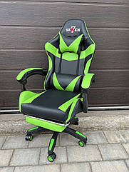 Крісло геймерське Prestige 730 чорно-зелене ігрове з підставкою для ніг