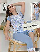 Піжама жіноча-комплект футболка та капрі якість котон з лайкрой колекція 2023
