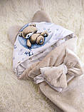 Літній махровий конверт з принтом Ведмедик на місяці, для новонароджених на виписку, фото 2
