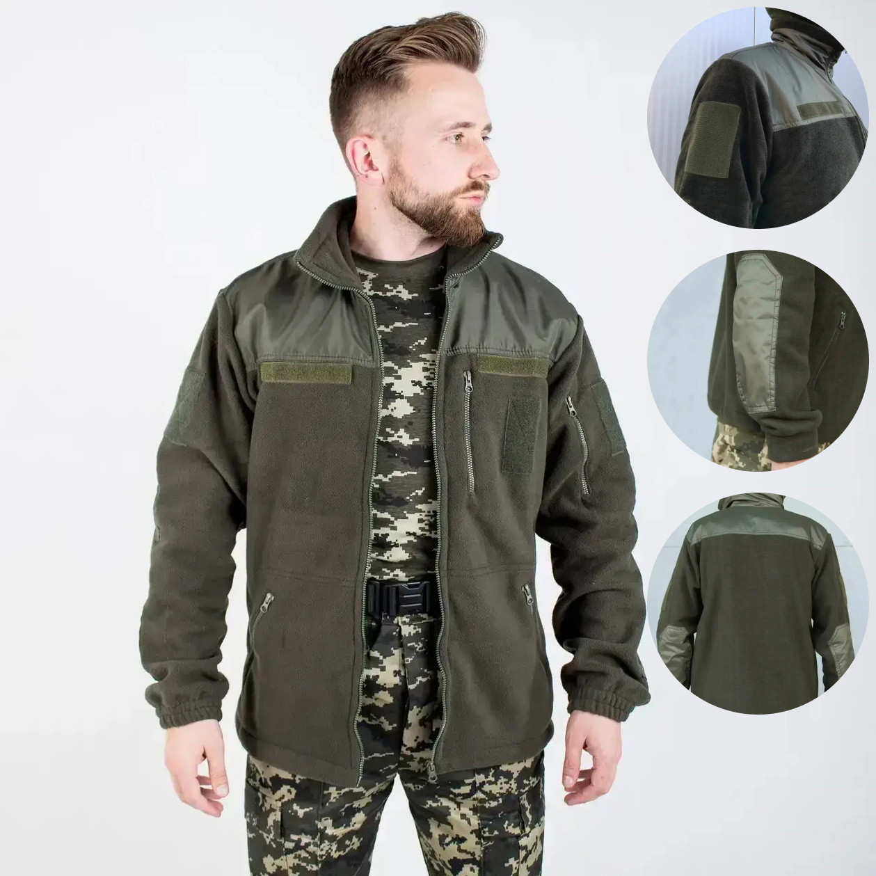 Тепла флісова кофта 280 г/м2 розміри XS-4XL, Олива / Тактична кофта для військових / Фліска для ЗСУ