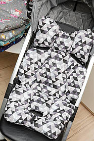 Матрасик у коляску / Ортопедичний вкладиш для автокрісла / Вкладиш у стілець для годування Lari Сірий з чорним