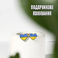 Патриотические серьги пуссеты флаг Украины с сине-желтой эмалью Xuping