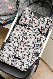 Матрасик у коляску / Ортопедичний вкладиш для автокрісла / Вкладиш у стілець для годування Lari Сірий з рожевим