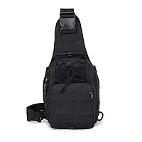 Сумка тактична через плечо на 6 л, 28х18х13 см B14 / Однолямочный тактический рюкзак / Военный рюкзак Черный