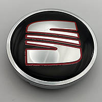 Колпачок Seat 63 мм 59 мм черные с хром логотипом для дисков RIAL REAL