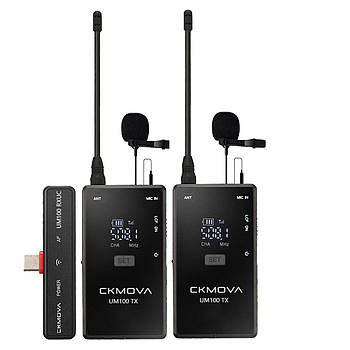 CKMOVA UM100 Kit4 Радіосистема UHF 470-510МГц два петличних мікрофони