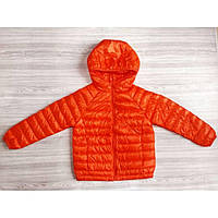 Детская демисизонная курточка с капюшоном оранжевая