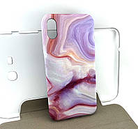 Чехол на iPhone X, iPhone XS накладка Marble Soft Touch бампер розовый
