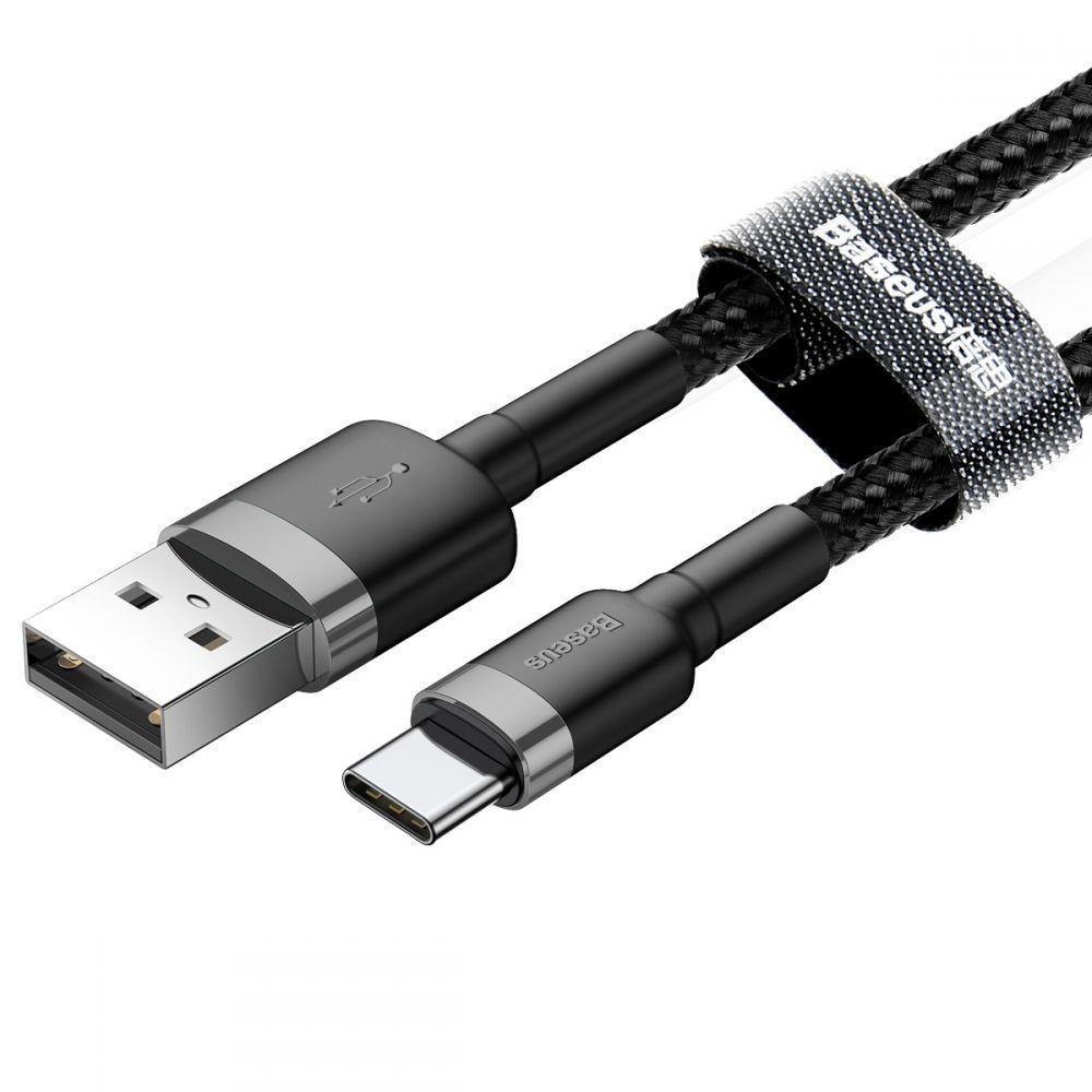 Кабель зарядний Baseus Cable Cafule USB to Type-C для швидкого заряджання 3 A 1 м Black (CATKLF-BG1)