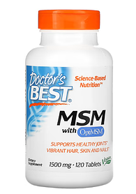 МСМ з OptiMSM з'єднання сірки Метилсульфонілметан МСМ Doctor's s Best 1500 мг 120 таблеток