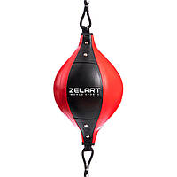 Груша пневматична на розтяжках Zelart BO-6316 (розмір 35x20 см) чорний-червоний