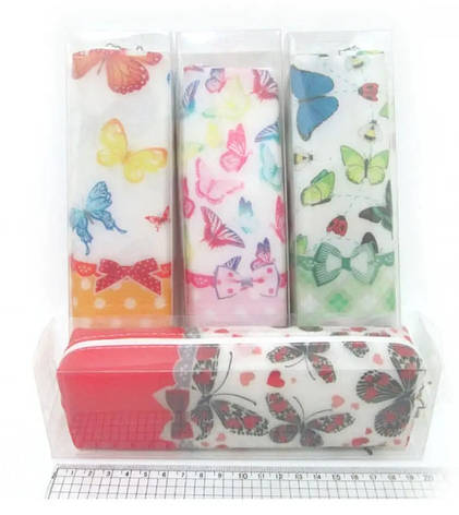 Пенал 1 відділення силікон No1239 Метелики 19*5.5*4см, PVC, mix 4, фото 1