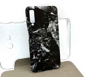 Чохол на Samsung A7 2018, A750 накладка бампер Marble Soft Touch черный