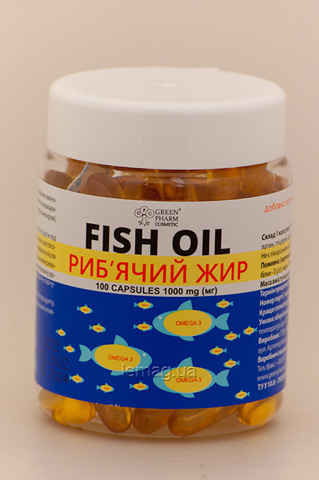 Green Pharm Добавка дієтична Omega 3 Риб’ячий жир 1000 мг, 100 капсул