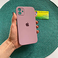 Чехол Silicone Case с защитой камеры для Iphone 11 с квадратными бортиками Ліловий / Lilac Pride