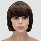 Перука каре з термоволосся 180℃ Lindsey AT колір каштановий, легке мелірування, фото 2