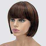 Перука каре з термоволосся 180℃ Lindsey AT колір каштановий, легке мелірування, фото 3
