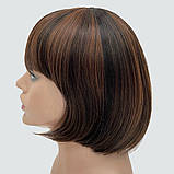 Перука каре з термоволосся 180℃ Lindsey AT колір каштановий, легке мелірування, фото 4