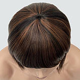Перука каре з термоволосся 180℃ Lindsey AT колір каштановий, легке мелірування, фото 6