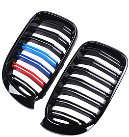 Решітка ноздрі BMW (БМВ) X3 series (F25) 2014-2017 LCI, X4 series (F26) 2014-2018-Глянець 2 ребра M-color
