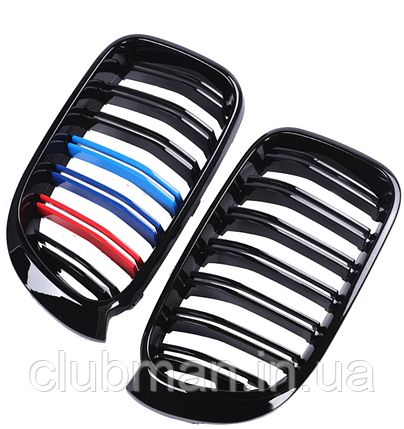 Решітка ноздрі BMW (БМВ) X3 series (F25) 2014-2017 LCI, X4 series (F26) 2014-2018-Глянець 2 ребра M-color, фото 1