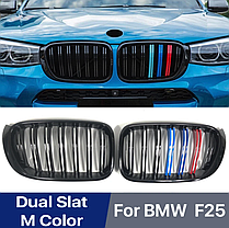 Решітка ноздрі BMW (БМВ) X3 series (F25) 2014-2017 LCI, X4 series (F26) 2014-2018-Глянець 2 ребра M-color, фото 3