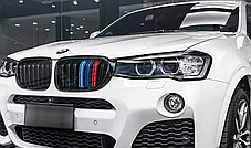 Решітка ноздрі BMW (БМВ) X3 series (F25) 2014-2017 LCI, X4 series (F26) 2014-2018-Глянець 2 ребра M-color, фото 4