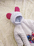 Плюшевий комбінезон для новонароджених дівчаток, принт Серце, фото 2