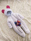 Демісезонний плюшевий конверт + комбінезон для новонароджених дівчаток, принт Серце, фото 3
