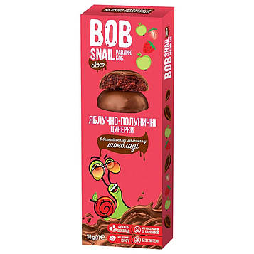 Цукерки Яблуко - полуниця у бельгійському молочному шоколаді Bob Snail, 30 г
