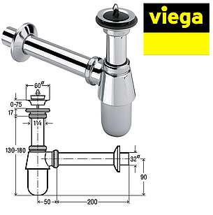 Сифон для раковини VIEGA 1 1/4″х1 1/4″ хром з/г 366681
