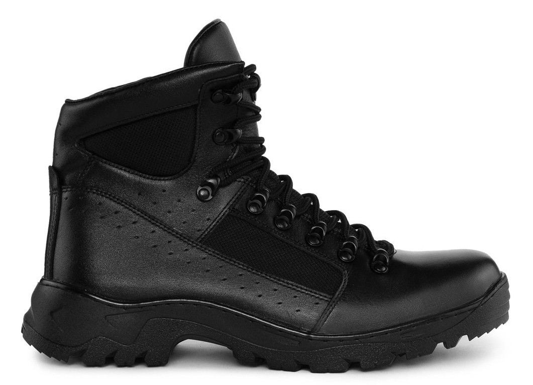 Демисезонные мужские кожаные берцы "BUR", Тактические черные ботинки для армии, полиции, ВСУ и МЧС - фото 2 - id-p1781121103