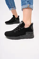 Замшеві жіночі  чорні кросівки Lonza 3508-2-А