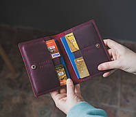 Кожаное портмоне для прав, автодокументов и паспорта. Документница из кожи марсала