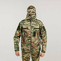 Куртка тактическая армейская Softshell мультикам / multicam, трехслойная, на флисовом утеплителе с капюшоном