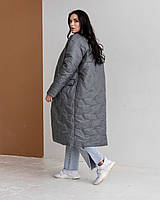 Демисезонное женское стеганное качественное пальто прямого силуета