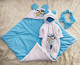 Демісезонний махровий конверт + комбінезон для новонароджених хлопчиків, Діснеївський принт, фото 6