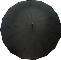Чоловіча парасолька тростина 16 спиць напівавтомат Велика чорна парасолька з чохлом, фото 2