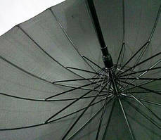 Чоловіча парасолька тростина 16 спиць напівавтомат Велика чорна парасолька з чохлом, фото 3