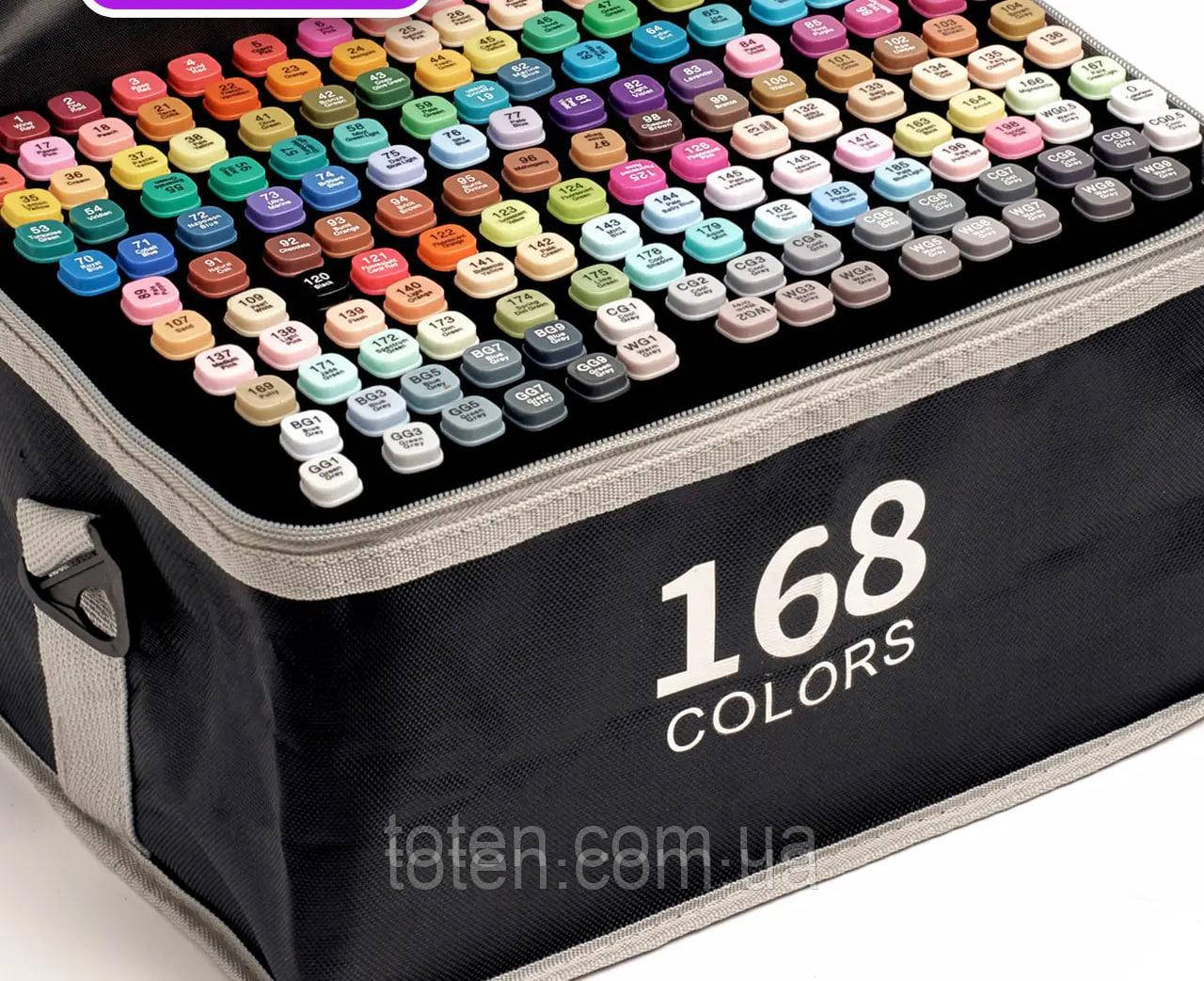 Величезний Набір скетч маркерів 168 квітів Touch Raven для малювання в чорному чохлі топ, фото 1