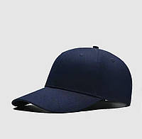 Кепка темно синяя унисекс тканевая регулируемая кепка стильная и качественная однотонная кепка с регулятором