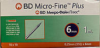 Micro-Fine Plus ВD 1 мл U-100 31G (0,25мл х 6мм)