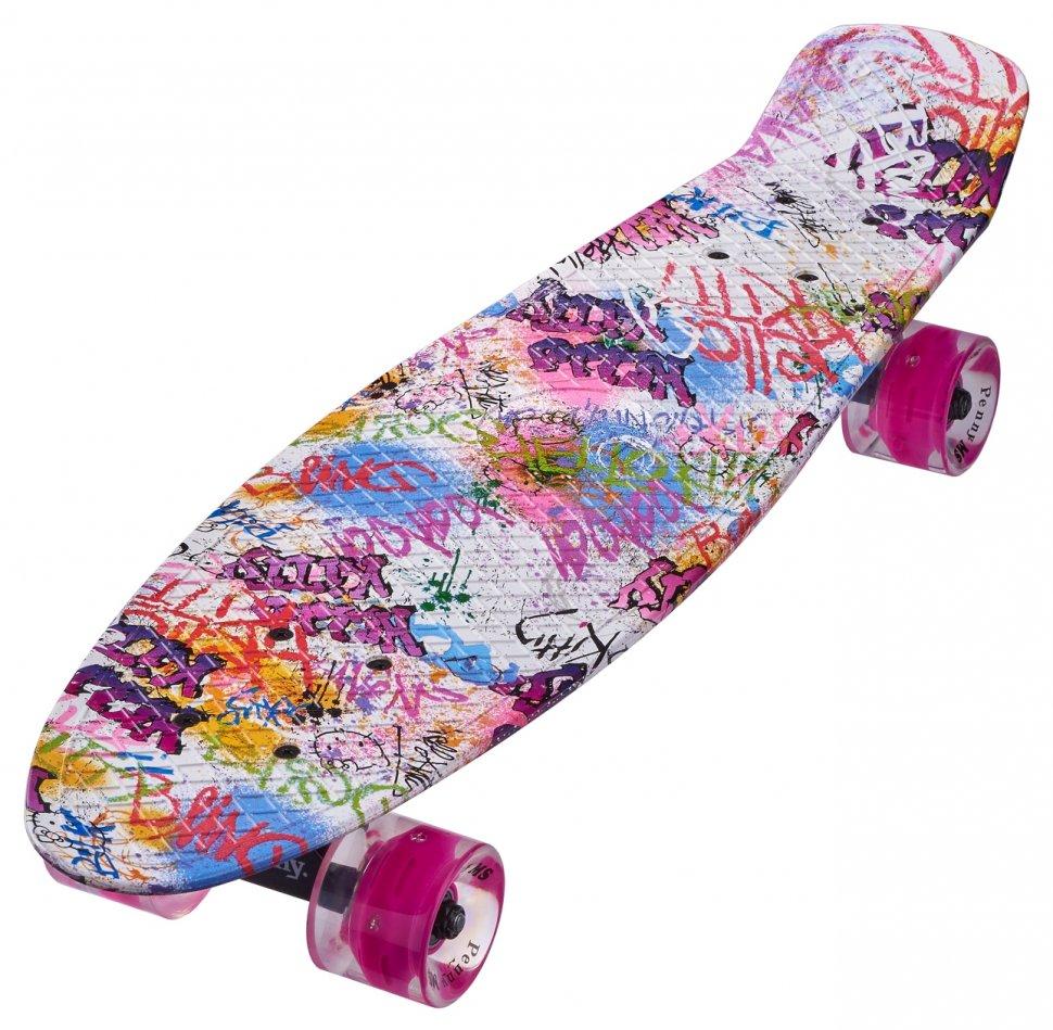 Пенниборд Penny Maraton Longboard 27 со светящимися колесами Розовый - фото 1 - id-p1785702855