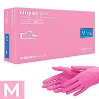 Перчатки нитриловые розовые (3,5 г) Nitrylex Gloves pink М, 100 шт