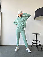 Базовый женский спортивный костюм с капюшоном и карманом кенгуру в расцветках Фисташковый, 44