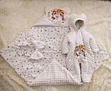Демісезонний комплект одягу для новонароджених, принт Тигреня, молочний, фото 6
