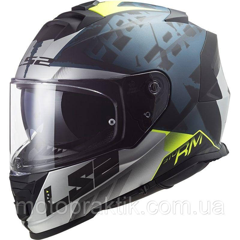 LS2 FF800 STORM Sprinter Matt Black Silver Cobalt, XS Мотошолом інтеграл з окулярами