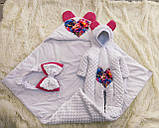 Демісезонний плюшевий конверт + комбінезон для новонароджених дівчаток, принт Серце, фото 2