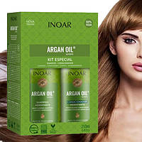 Набор шампунь+кондиционер для комбинированных волос Inoar Argan Oil Hidratante Kit, 2х250 мл